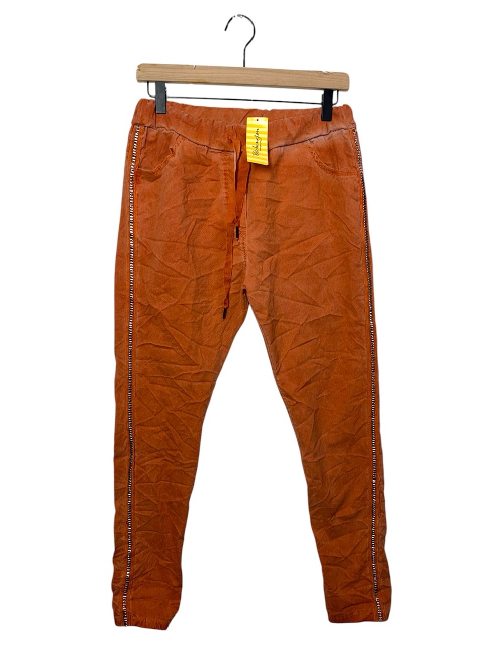 NWT Patchington Made In Italy Studded Orange Pants Viscose Jeans Joggers